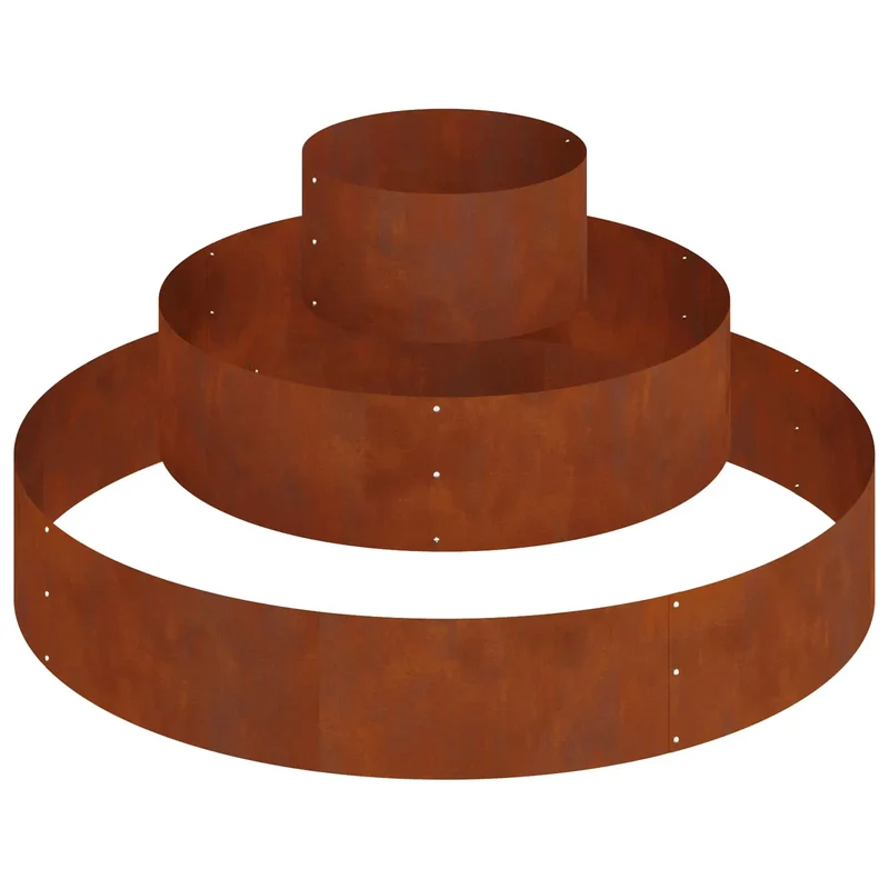 Cache-pot de jardin rond moderne 120 x 120 x 20 cm pratique et durable en acier marron 02_0052284