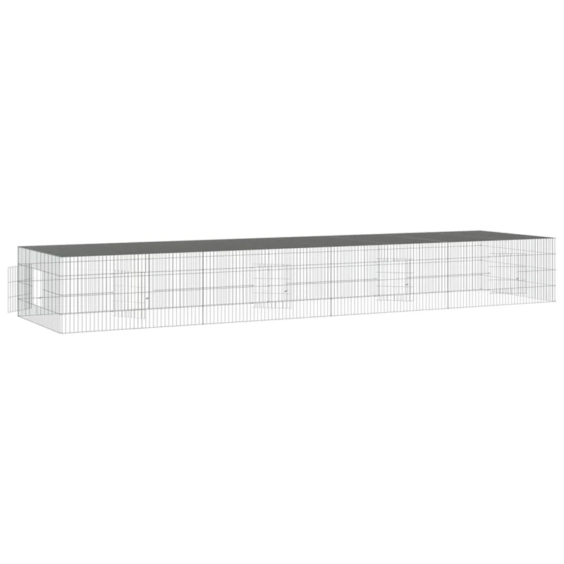 Cage à lapin 4 panneaux 433 x 109 x 54 cm Fer galvanisé Argent 02_0041690