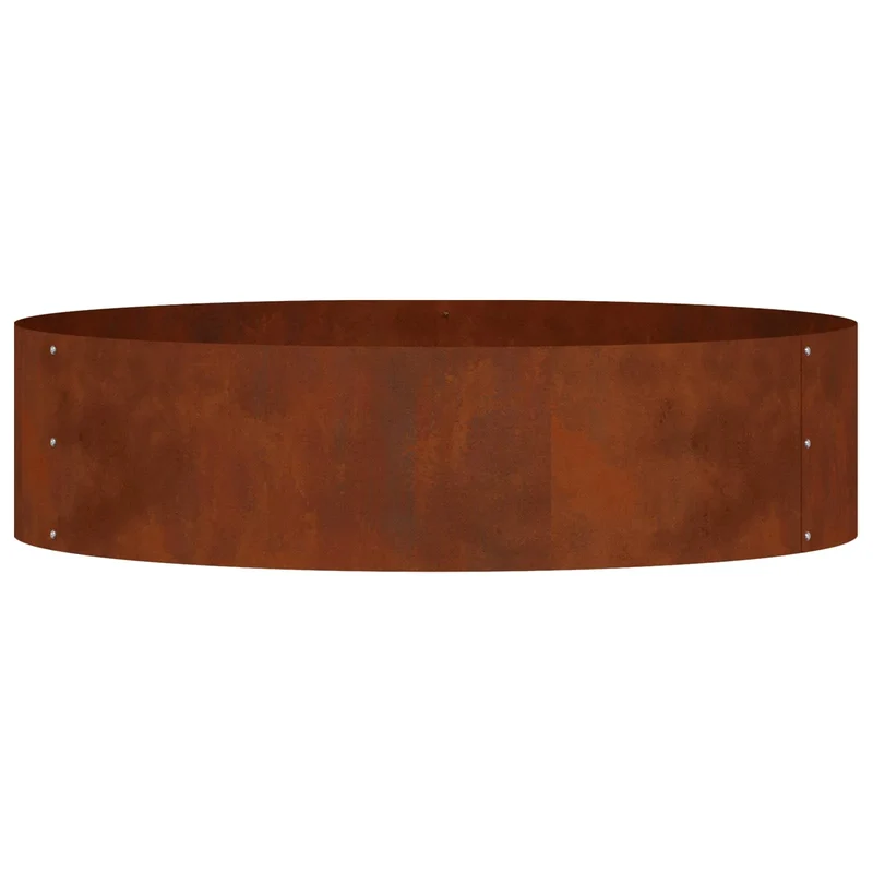 Lot de 1 anneau de jardinière moderne extérieur 80 x 80 x 20 cm en acier patiné marron 02_0052263