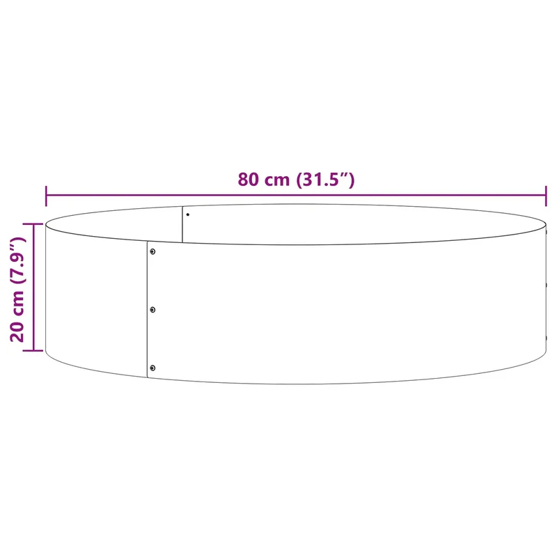 Lot de 1 anneau de jardinière moderne extérieur 80 x 80 x 20 cm en acier patiné marron 02_0052263