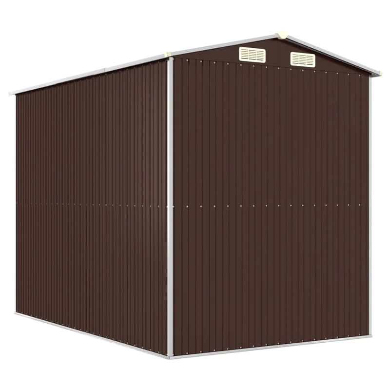 Abri de jardin cabane cabanon maison de stockage remise extérieur hangar outils robuste foncé 192 x 274 x 223 cm acier galvanisé marron 02_0022318