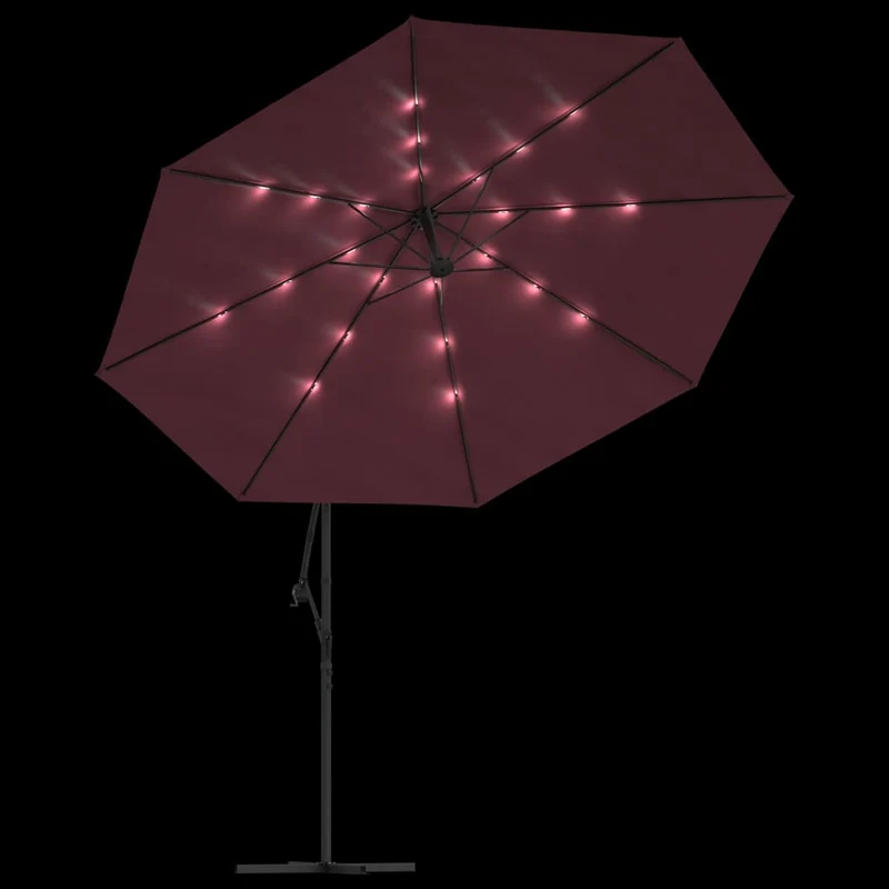 Parasol déporté avec lumières led rouge bordeaux 350 cm 02_0008458