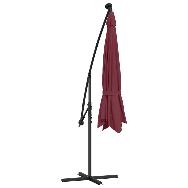 Parasol déporté avec lumières led rouge bordeaux 350 cm 02_0008458