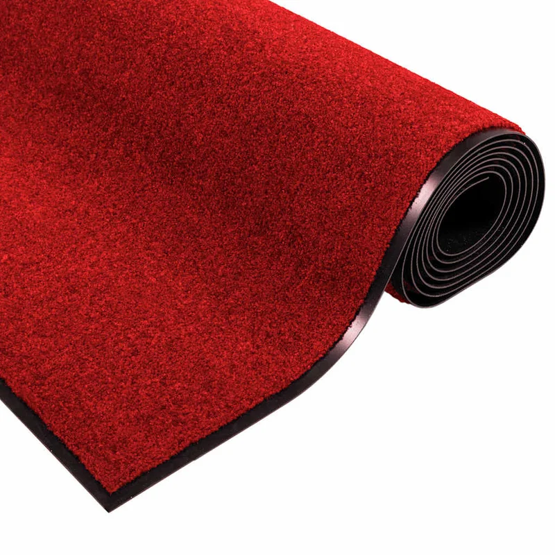 Tapis d'entrée rectangulaire moderne 120 x 250 cm capacité anti-salissure style élégant en polyamide rouge 02_0057994