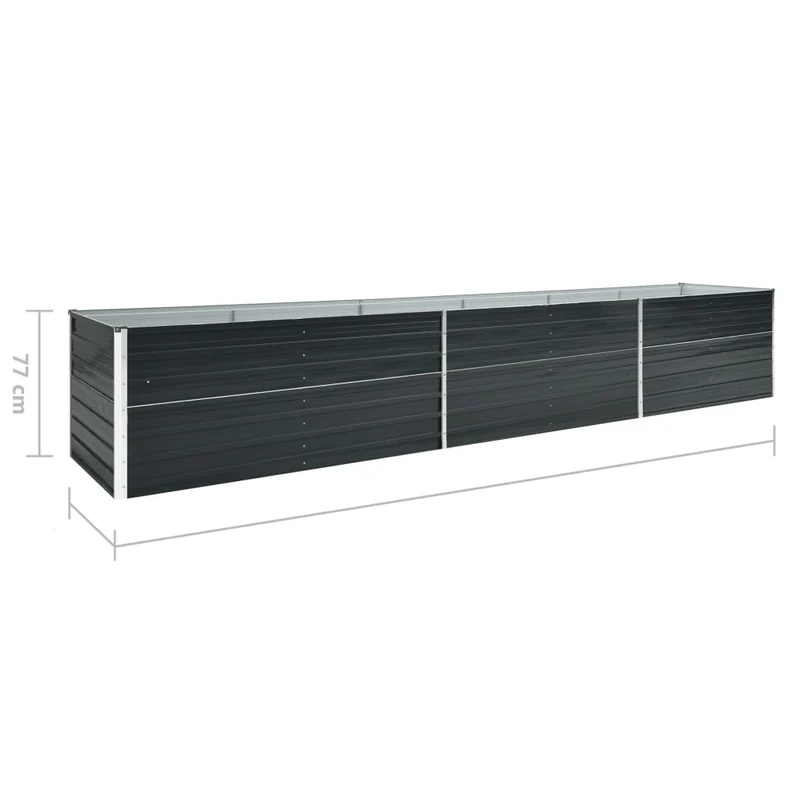 Jardinière lit surélevé plantes fleurs jardinacier galvanisé 480 x 80 x 77 cm anthracite 02_0001126