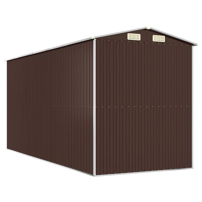 Abri de jardin cabane cabanon maison de stockage remise extérieur hangar outils robuste foncé 192 x 440 x 223 cm acier galvanisé marron 02_0022320