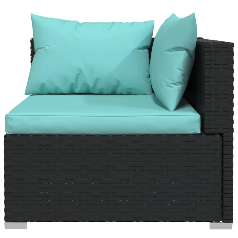 Salon de jardin meuble d'extérieur ensemble de mobilier 9 pièces avec coussins résine tressée noir 02_0018147