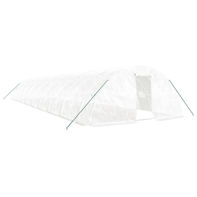 Serre tente abri plante fleur légumes avec cadre en acier 90 m² 18 x 5 x 2,3 m blanc 02_0044641