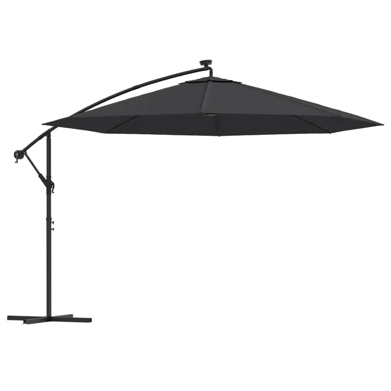 Parasol déporté avec lumières led noir 350 cm 02_0008456