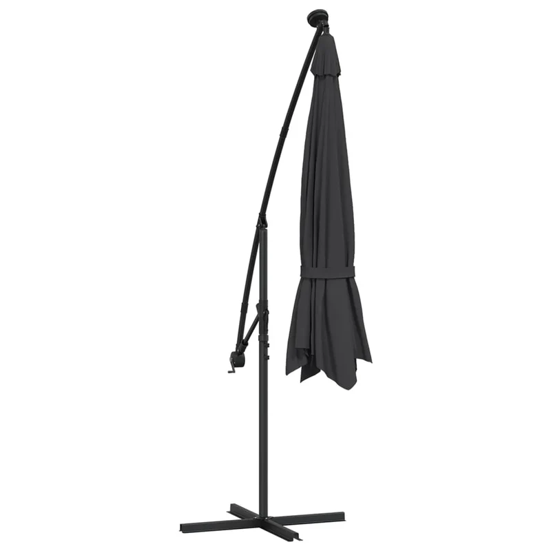 Parasol déporté avec lumières led noir 350 cm 02_0008456