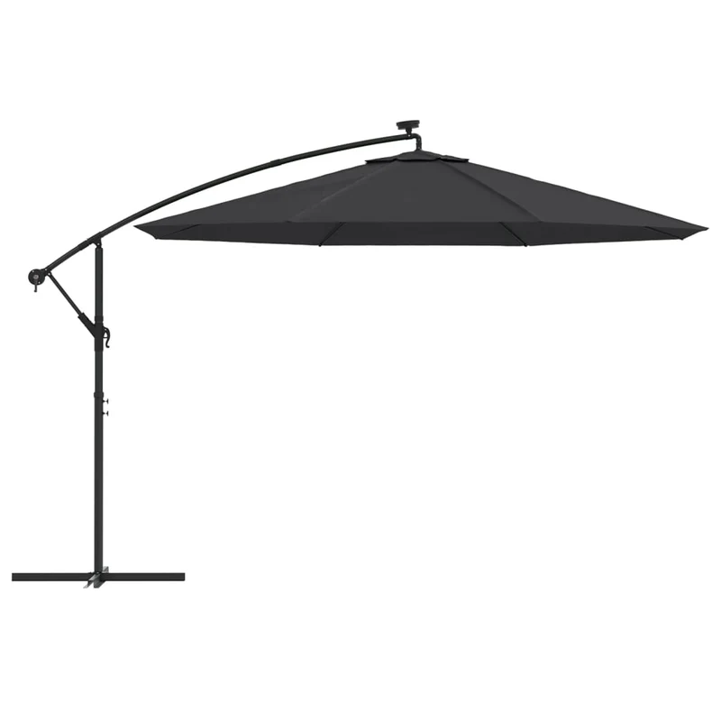 Parasol déporté avec lumières led noir 350 cm 02_0008456