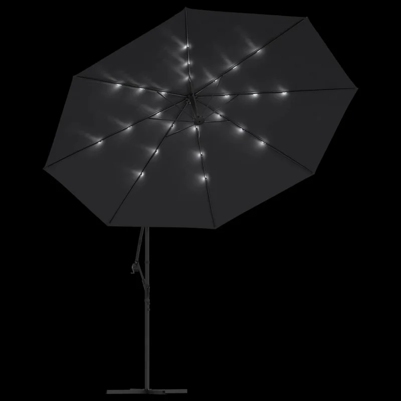Parasol déporté avec lumières led noir 350 cm 02_0008456