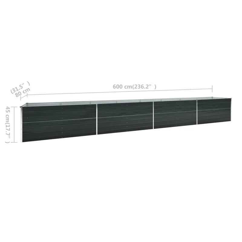Jardinière lit surélevé plantes fleurs jardin acier galvanisé 600 x 80 x 45 cm anthracite 02_0001130