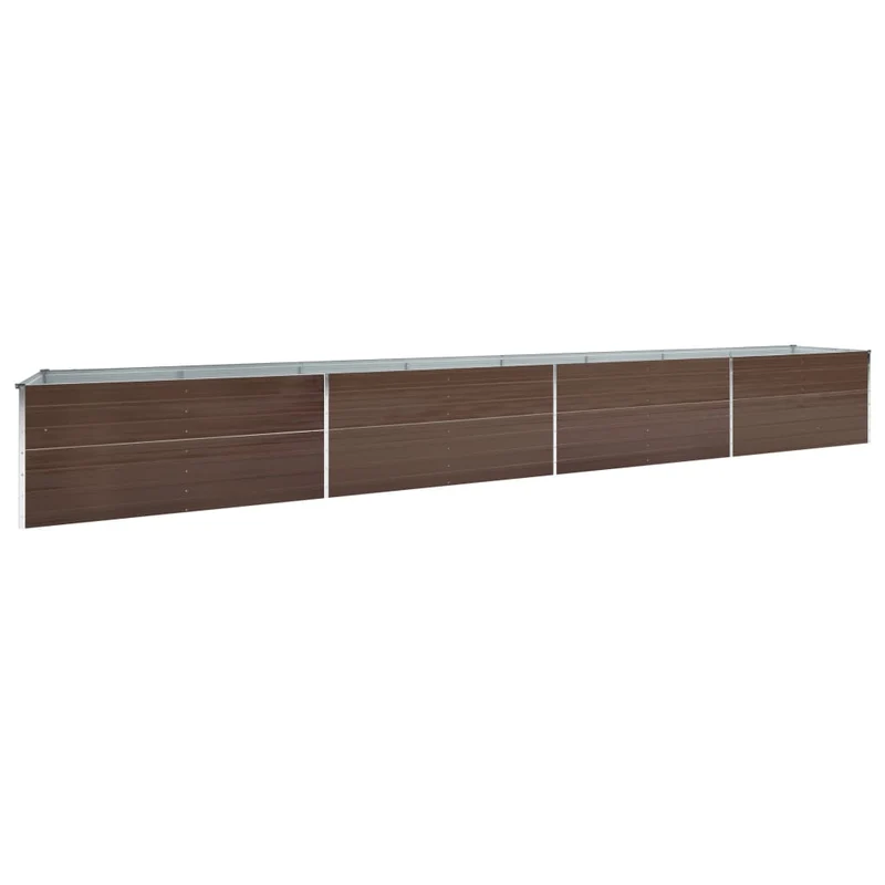 Jardinière lit surélevé plantes fleurs jardin acier galvanisé 600 x 80 x 45 cm marron 02_0001132