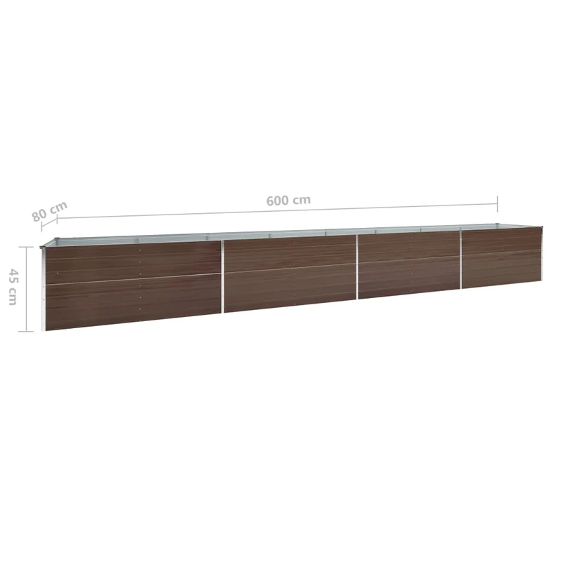 Jardinière lit surélevé plantes fleurs jardin acier galvanisé 600 x 80 x 45 cm marron 02_0001132