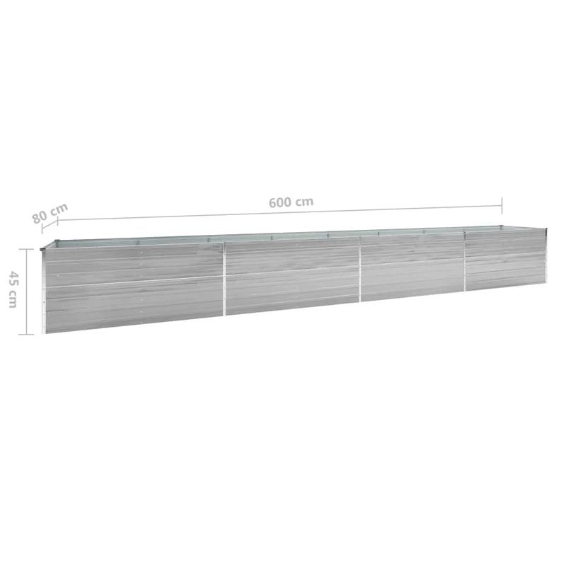 Jardinière lit surélevé plantes fleurs jardin acier galvanisé 600 x 80 x 45 cm gris 02_0001131