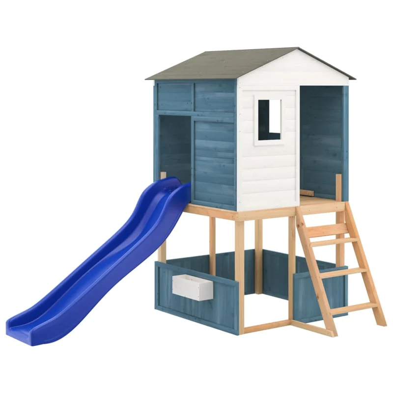 Aire de jeux maison d'extérieur toboggan portiques robuste jeux jardin 145 x 131,5 x 218,5 cm bois massif de sapin 02_0004624