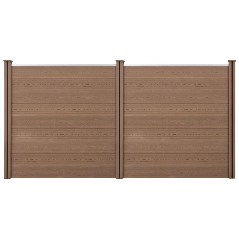 Clôture brise vue brise vent bois composite (wpc) brun 183 x 357 cm 03_0001445