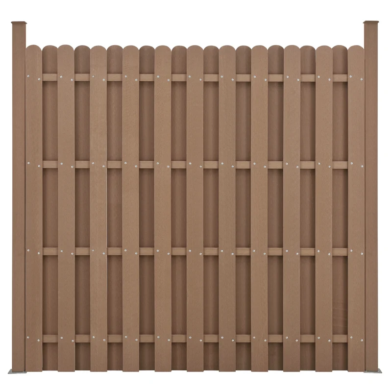 kit de 3 clôtures barrière brise vue brise vent bois composite (WPC) brun 185 x 562 cm 03_0006605