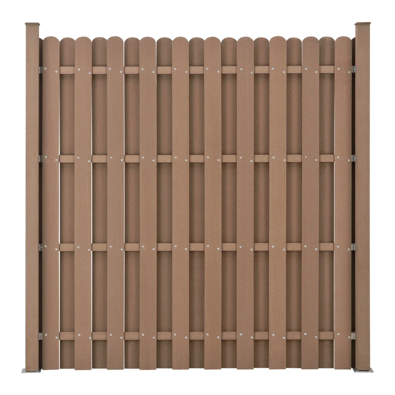 kit de 3 clôtures barrière brise vue brise vent bois composite (WPC) brun 185 x 562 cm 03_0006605
