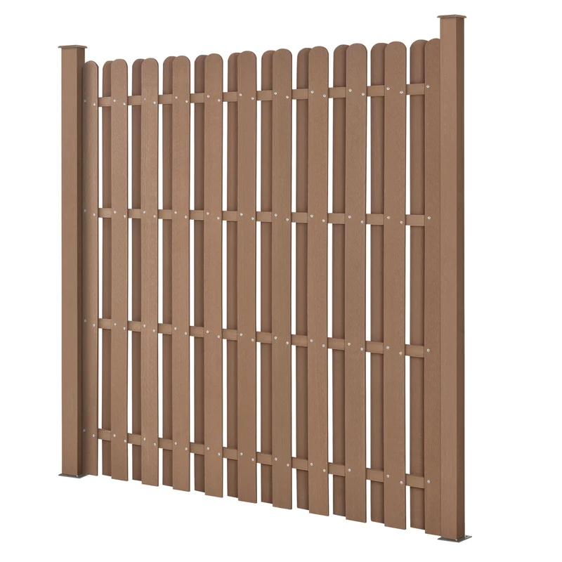 kit de 5 clôtures barrière brise vue brise vent bois composite (WPC) brun 185 x 932 cm 03_0006590