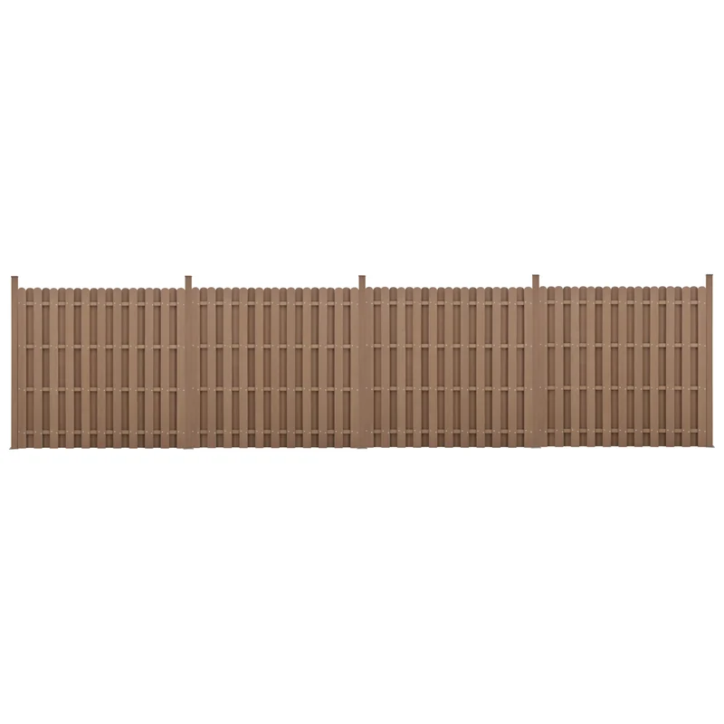 kit de 4 clôtures barrière brise vue brise vent bois composite (WPC) brun 185 x 747 cm 03_0006588