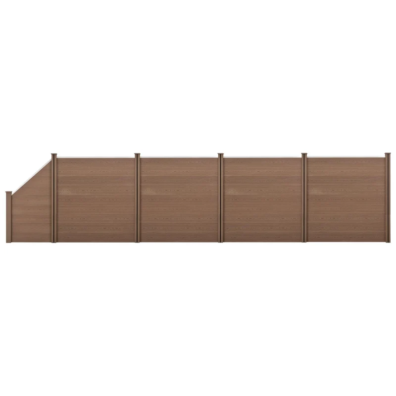 Clôture brise vue brise vent bois composite (WPC) quadratique et oblique brun 183 x 799 cm 03_0001456