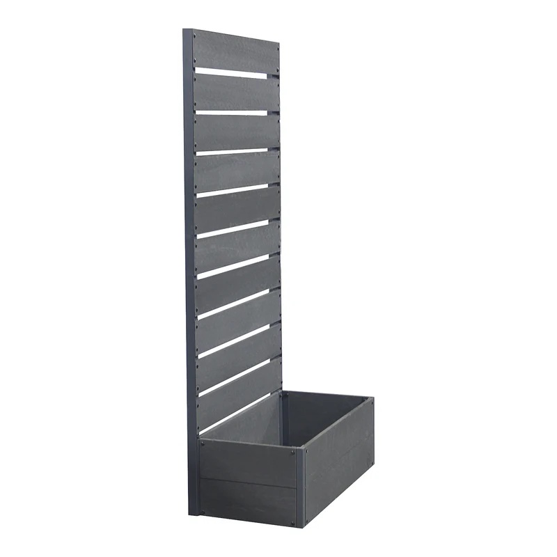 Jardinière bac à plante fleur avec brise-vue Heerde bois composite 150 x 72 x 38 cm gris 03_0009494
