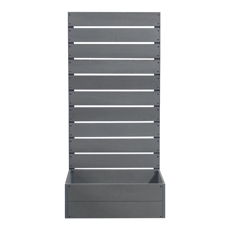Jardinière bac à plante fleur avec brise-vue Heerde bois composite 150 x 72 x 38 cm gris 03_0009494