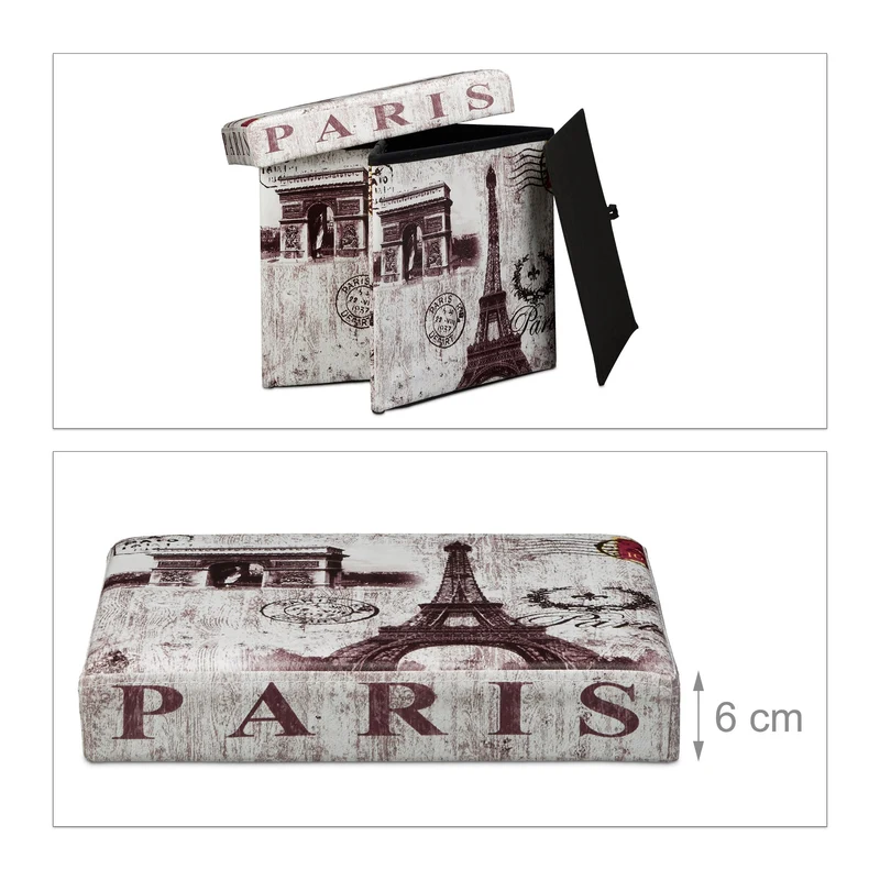 Tabouret pliant coffre de rangement banc pliable 38 x 38 cm multicolore 2013095