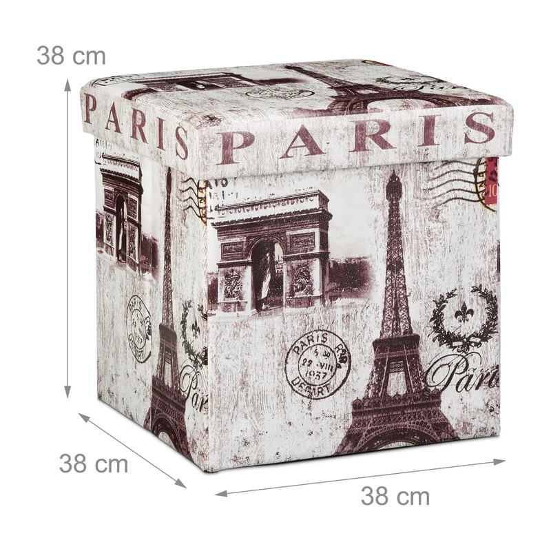 Tabouret pliant coffre de rangement banc pliable 38 x 38 cm multicolore 2013095