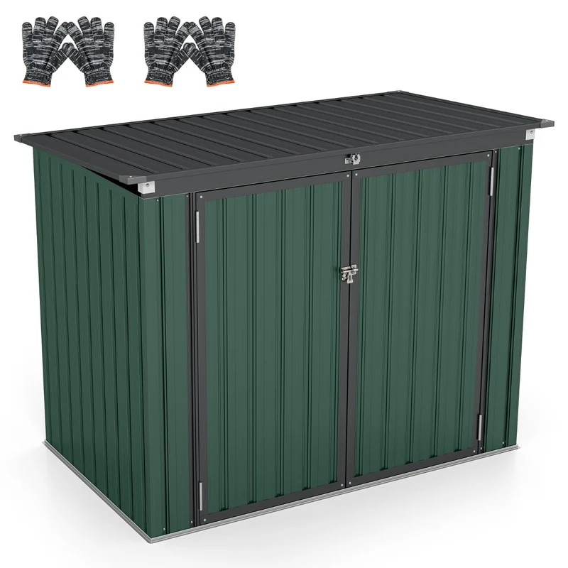 Abri de jardin avec double ouverture 172 x 95,5 x 130 cm sécurisé et résistant intempéries en métal galvanisé vert 20_0010013