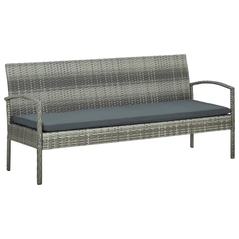 Salon de jardin meuble d'extérieur ensemble de mobilier 5 pièces avec coussins résine tressée gris 02_0016442