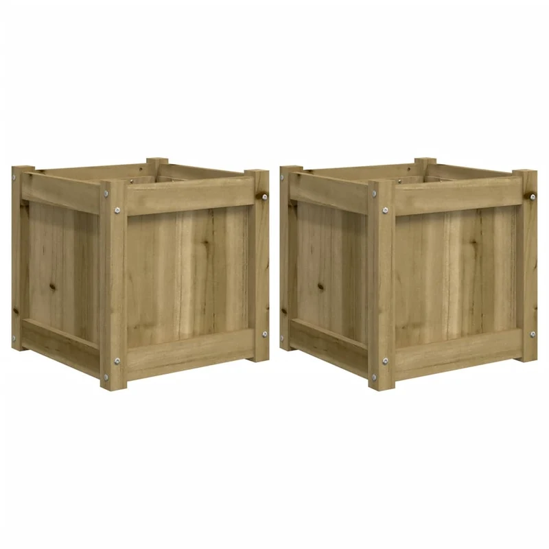 Jardinière bac lit surélevé plantes fleurs jardin terrasses lot de 2 bois de pin imprégné marron 02_0039026