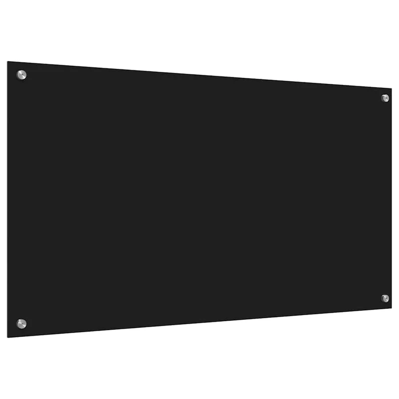 Lot de 2 dosserets de cuisine moderne 110 x 60 cm résistant à la chaleur facile à installer en verre noir 02_0056267