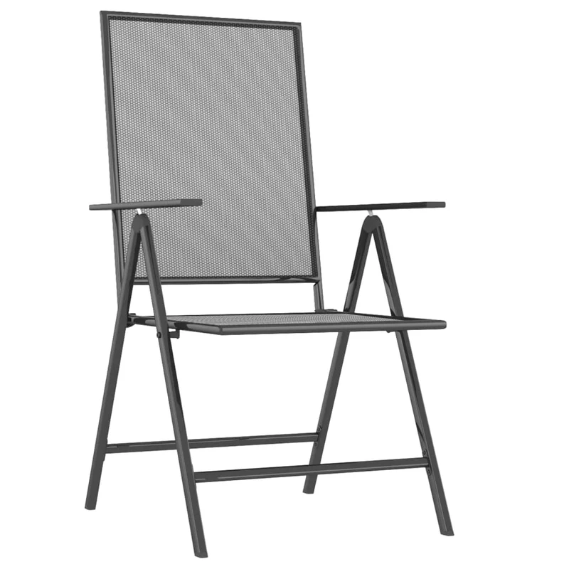 Ensemble de salle à manger de jardin meuble extérieur 3 pièces anthracite acier 02_0013577