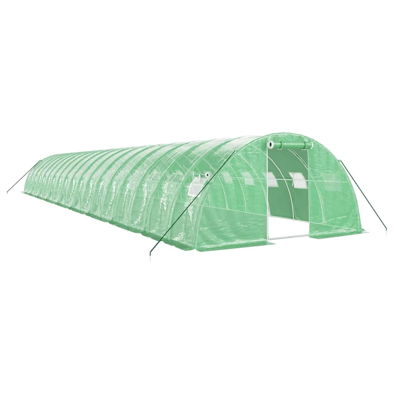 Serre tente abri plante fleur légumes avec cadre en acier 72 m² 18 x 4 x 2 m vert 02_0044626