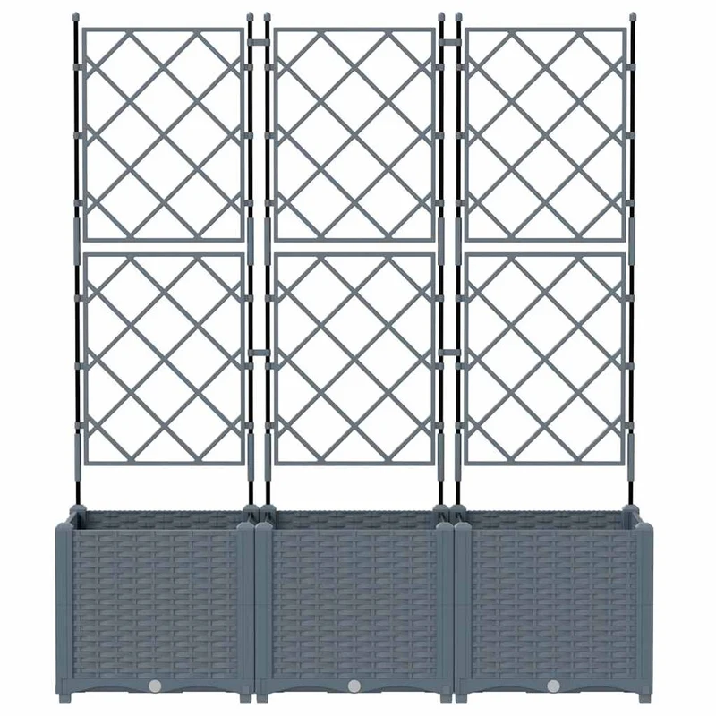 Lot de 3 cache-pots de jardin modernes 120 x 40 x 143 cm durable style chic en acier gris clair 02_0058584