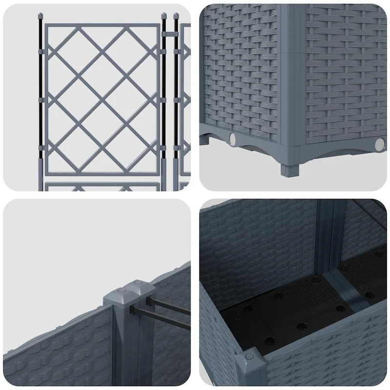 Lot de 3 cache-pots de jardin modernes 120 x 40 x 143 cm durable style chic en acier gris clair 02_0058584