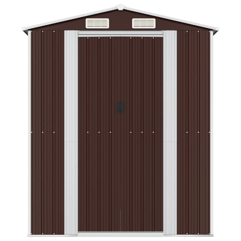 Abri de jardin cabane cabanon maison de stockage remise extérieur hangar outils robuste foncé 192 x 357 x 223 cm acier galvanisé marron 02_0022319