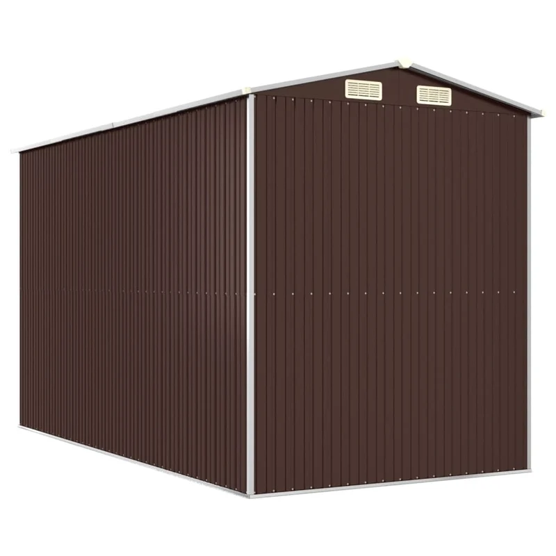 Abri de jardin cabane cabanon maison de stockage remise extérieur hangar outils robuste foncé 192 x 357 x 223 cm acier galvanisé marron 02_0022319
