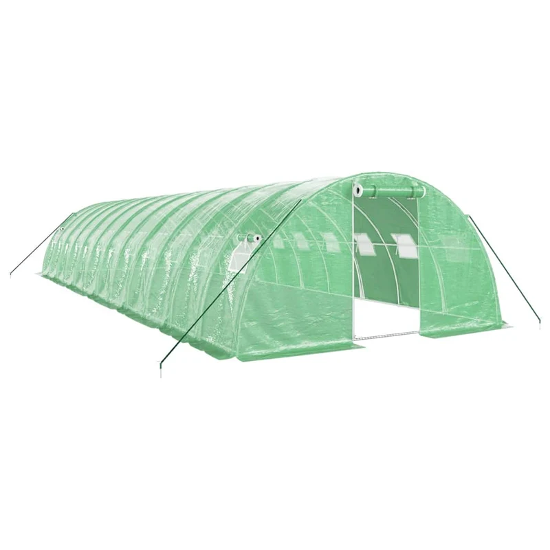 Serre tente abri plante fleur légumes avec cadre en acier 48 m² 12 x 4 x 2 m vert 02_0044596