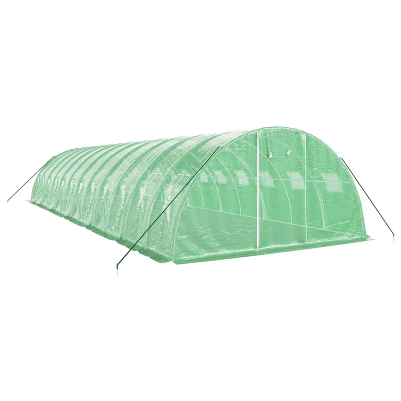 Serre tente abri plante fleur légumes avec cadre en acier 48 m² 12 x 4 x 2 m vert 02_0044596