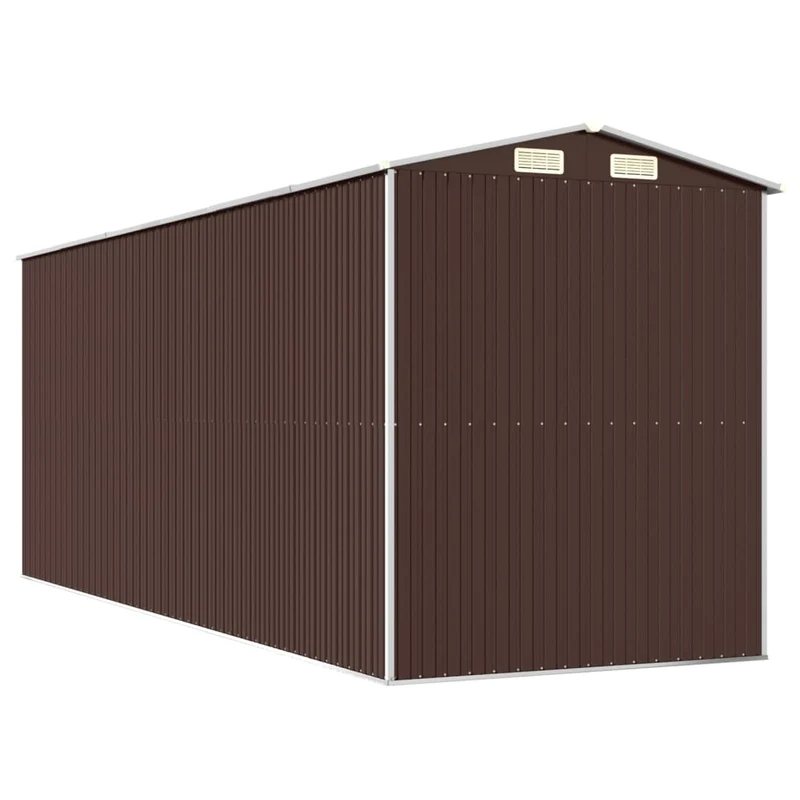 Abri de jardin cabane cabanon maison de stockage remise extérieur hangar outils robuste foncé 192 x 523 x 223 cm acier galvanisé marron 02_0022321