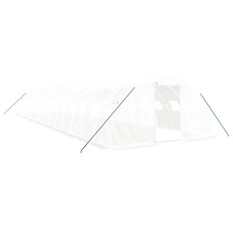 Serre tente abri plante fleur légumes avec cadre en acier 64 m² 16 x 4 x 2 m blanc 02_0044617