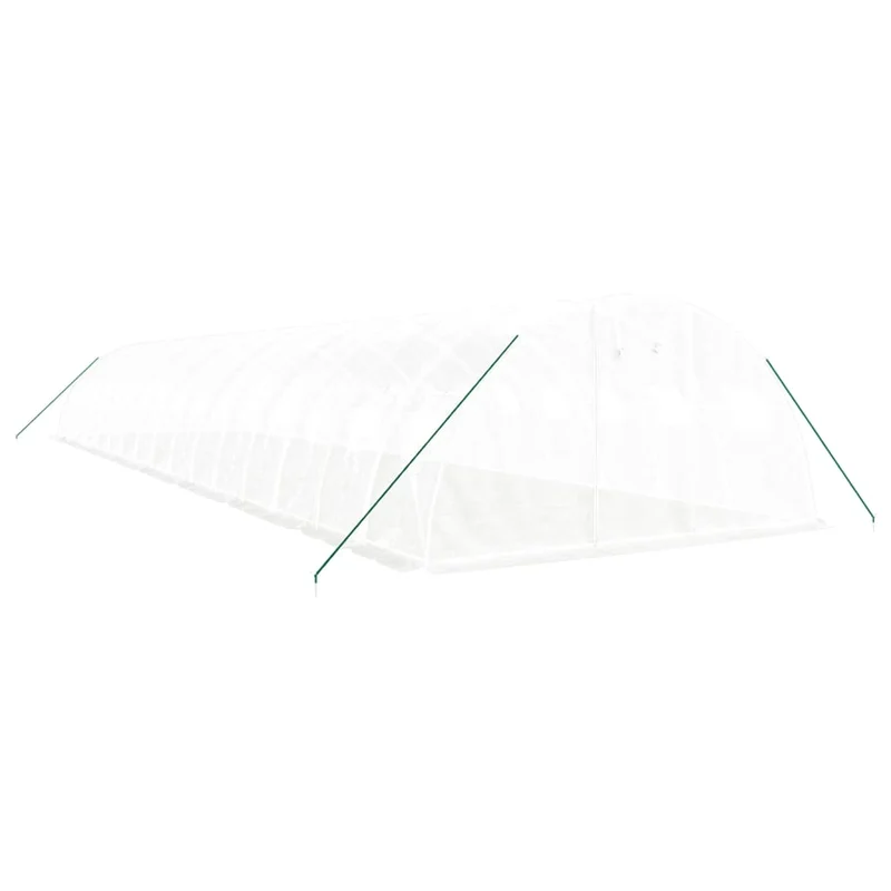 Serre tente abri plante fleur légumes avec cadre en acier 64 m² 16 x 4 x 2 m blanc 02_0044617