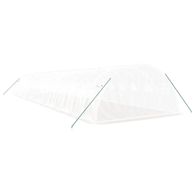 Serre tente abri plante fleur légumes avec cadre en acier 64 m² 16 x 4 x 2 m blanc 02_0044617