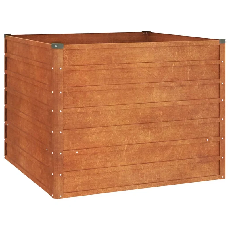 Jardinière bac lit surélevé plantes fleurs terrasse jardin de jardin rouillé 100 x 100 x 77 cm acier corten marron 02_0039857