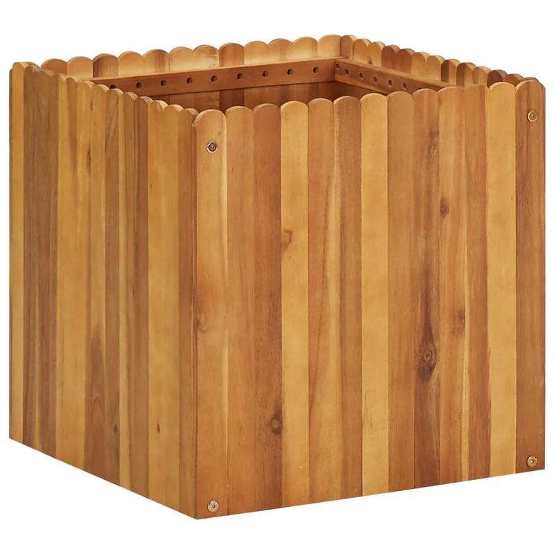 Jardinière lit surélevé plantes fleurs jardin 50 x 50 x 50 cm bois massif d'acacia 02_0001071