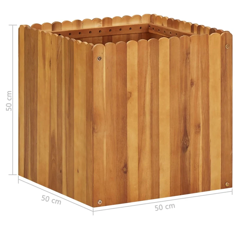 Jardinière lit surélevé plantes fleurs jardin 50 x 50 x 50 cm bois massif d'acacia 02_0001071